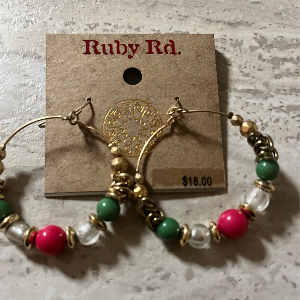 Ruby Rd. Pink/Green/Gold/Silver/White OS Fashion Pierced Earrings
